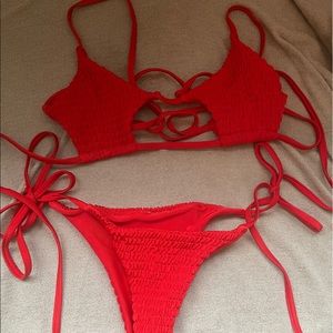 Red thong bikini